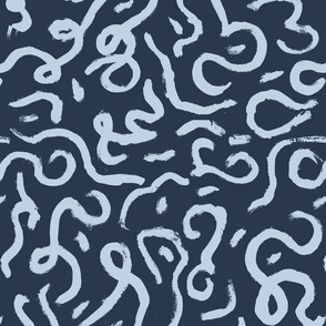 Light blue doodles on navy blue