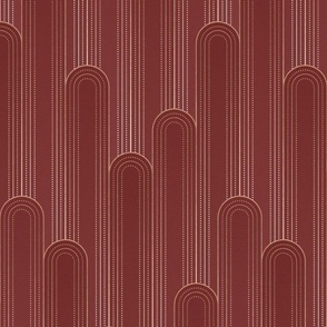 Art Deco Rounded Columns - burgundy red - rose gold faux foil - medium scale