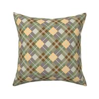 Diagonal Plaid-Peach, Green, Lavender, Putty-M