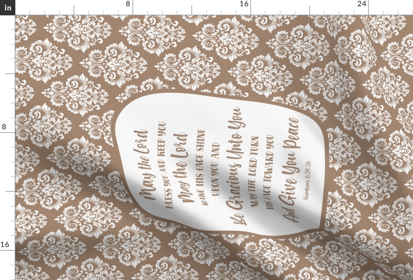 Large 27x18 Panel for Wall Art Hanging or Tea Towel May the Lord Bless You and Keep You Bible Verse Scripture Sayings and Hymns in Mushroom Tan