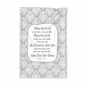 Large 27x18 Panel for Wall Art Hanging or Tea Towel May the Lord Bless You and Keep You Bible Verse Scripture Sayings and Hymns in Grey