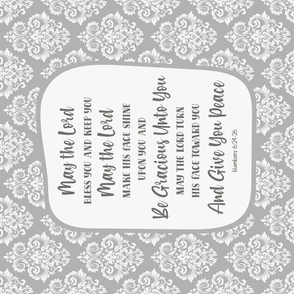 Large 27x18 Panel for Wall Art Hanging or Tea Towel May the Lord Bless You and Keep You Bible Verse Scripture Sayings and Hymns in Grey