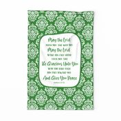 Large 27x18 Panel for Wall Art Hanging or Tea Towel May the Lord Bless You and Keep You Bible Verse Scripture Sayings and Hymns in Green