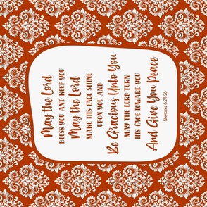 Large 27x18 Panel for Wall Art Hanging or Tea Towel May the Lord Bless You and Keep You Bible Verse Scripture Sayings and Hymns in Rust Sunset Orange