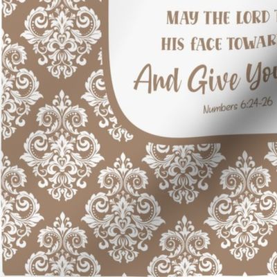 14x18 Panel for Garden Flag Wall Hanging or Hand Towel May the Lord Bless You and Keep You Bible Verse Scripture Sayings and Hymns in Mushroom Tan 