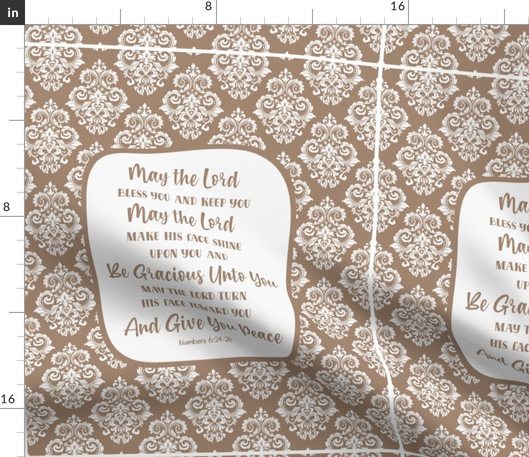 14x18 Panel for Garden Flag Wall Hanging or Hand Towel May the Lord Bless You and Keep You Bible Verse Scripture Sayings and Hymns in Mushroom Tan 