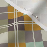 Diagonal Plaid-Sea Glass, Mustard, Aubergine, Ivory-M