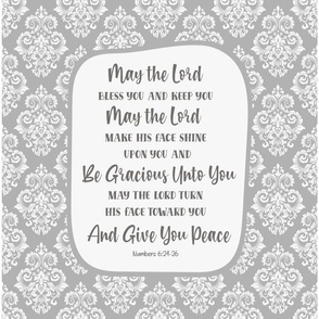  14x18 Panel for Garden Flag Wall Hanging or Hand Towel May the Lord Bless You and Keep You Bible Verse Scripture Sayings and Hymns in Silver Grey