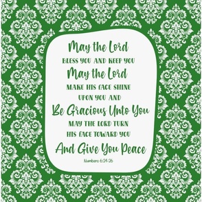 14x18 Panel for Garden Flag Wall Hanging or Hand Towel May the Lord Bless You and Keep You Bible Verse Scripture Sayings and Hymns in Green