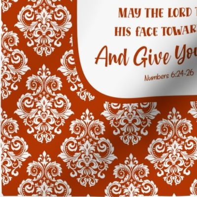  14x18 Panel for Garden Flag Wall Hanging or Hand Towel May the Lord Bless You and Keep You Bible Verse Scripture Sayings and Hymns in Sunset Orange