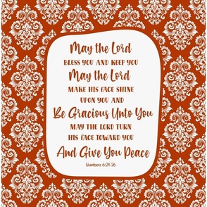  14x18 Panel for Garden Flag Wall Hanging or Hand Towel May the Lord Bless You and Keep You Bible Verse Scripture Sayings and Hymns in Sunset Orange