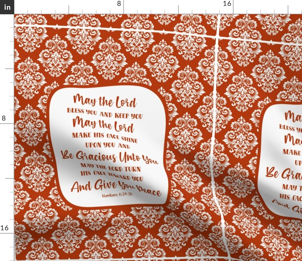  14x18 Panel for Garden Flag Wall Hanging or Hand Towel May the Lord Bless You and Keep You Bible Verse Scripture Sayings and Hymns in Sunset Orange
