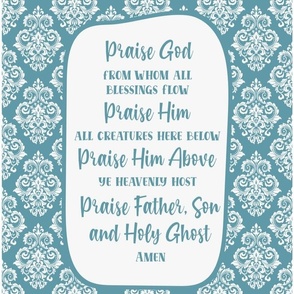 14x18 Panel for Garden Flag Wall Hanging or Hand Towel Praise God From Whom All Blessings Flow Doxology Christian Bible Verse Scripture Sayings Hymns Songs on Aqua Blue