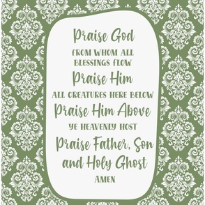 14x18 Panel for Garden Flag Wall Hanging or Hand Towel Praise God From Whom All Blessings Flow Doxology Christian Bible Verse Scripture Sayings Hymns Songs on Sage Green