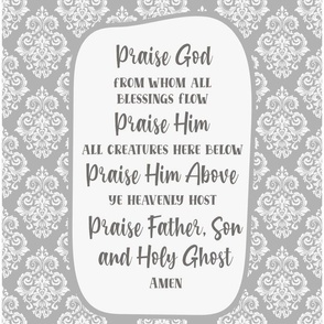14x18 Panel for Garden Flag Wall Hanging or Hand Towel Praise God From Whom All Blessings Flow Doxology Christian Bible Verse Scripture Sayings Hymns Songs on Silver Grey