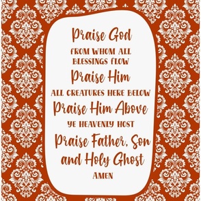14x18 Panel for Garden Flag Wall Hanging or Hand Towel Praise God From Whom All Blessings Flow Doxology Christian Bible Verse Scripture Sayings Hymns Songs on Sunset Orange