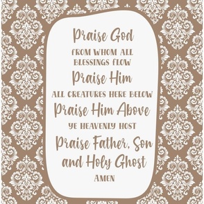 14x18 Panel for Garden Flag Wall Hanging or Hand Towel Praise God From Whom All Blessings Flow Doxology Christian Bible Verse Scripture Sayings Hymns Songs on Mushroom Tan
