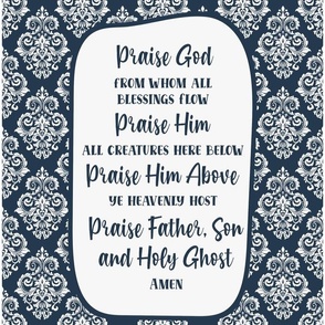 14x18 Panel for Garden Flag Wall Hanging or Hand Towel Praise God From Whom All Blessings Flow Doxology Christian Bible Verse Scripture Sayings Hymns Songs on Navy Blue