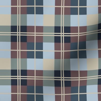 Plaid-Sky Blue, Putty, Teal, Aubergine, Navy-M