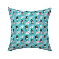 Wire Haired Griffon Dog Teal Dog Fabric