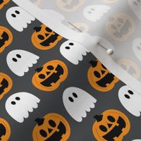 ghosts and jackolanterns on gray