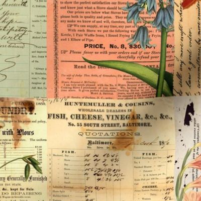 Vintage Botanical Crazy Quilt Collage