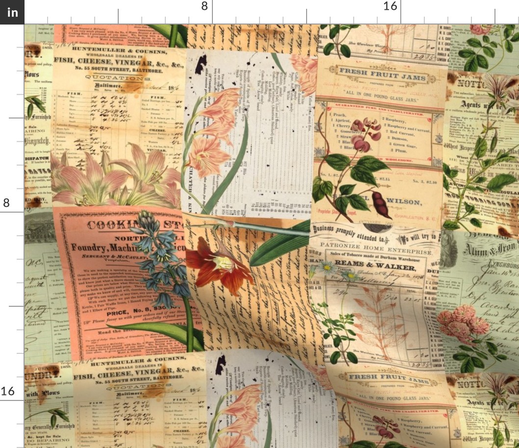 Vintage Botanical Crazy Quilt Collage