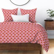 Orange vintage poppies on pink - medium