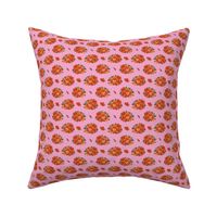 Orange vintage poppies on pink - small