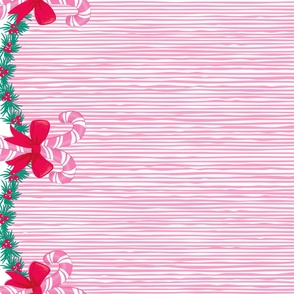Candy Canes in Pink Border Print–56" wide