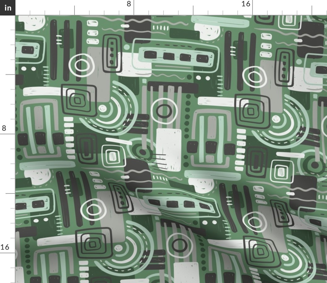 GREEN ABSTRACT SKETCH PATTERN