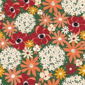 Summer Florals Green Red White Pink - Extra Small