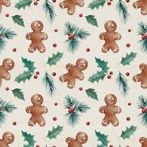 Christmas Gingerbread Burlap 9x9