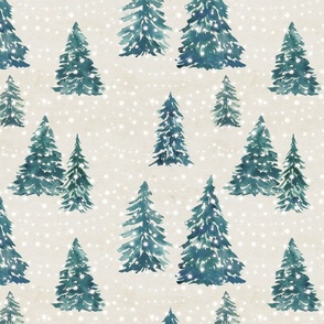 Blue Christmas Tree Snow Sparkles, Rustic Texture -12x12