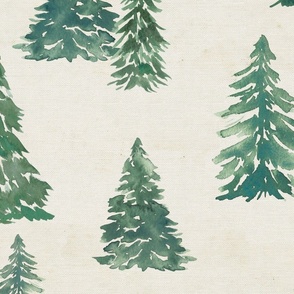 Blue Christmas Trees, Rustic Texture - JUMBO