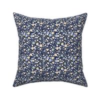 Little romantic flower garden blossom branches and leaves soft nursery seventies vintage sage green blue on navy night