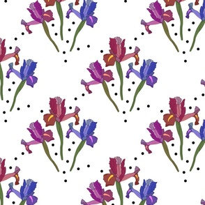 Wild Irises (spots) - Motif - white, medium to large 