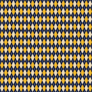 diagonal checkered diamonds yellow on blue