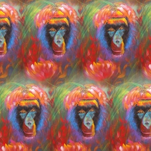 large seamless 1 COLORFUL MONKEY AMONG FLOWERS PSMGE