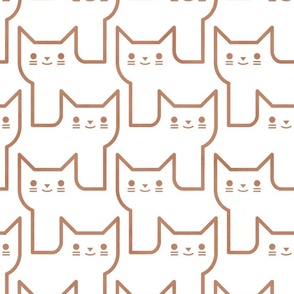 Continuous Line Cats Extra Large- Geometric Minimalist Cat- Sienna on White - Home Decor