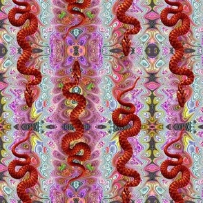 small Psychedelic hissterical snakes orange copper PSMGE