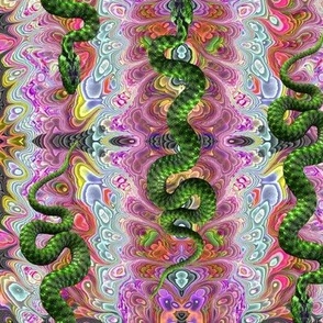 medium Psychedelic hissterical snakes green PSMGE