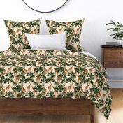 Giraffes and Monstera on Cream