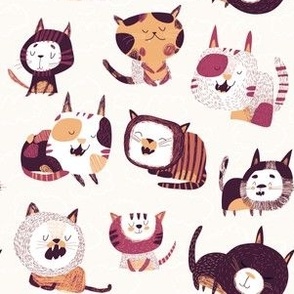 Cats on cloud 9 pink and brown small 