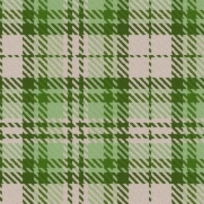 Olive Green and Mint Railroad Tracks Plaid on White