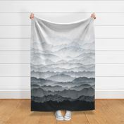 The mountains are calling, monochromatic black and white ombre effect - 2 yards high