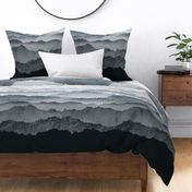 The mountains are calling, monochromatic black and white ombre effect - 2 yards high