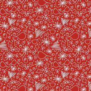 christmas doodle in red