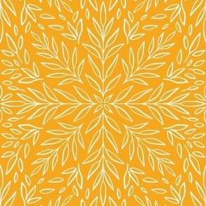 Medium Sunburst Botanical Damask Yellow Wallpaper