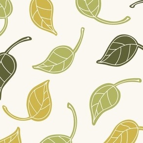 blowing leaves // green and ocher // large